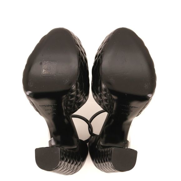 Saint Laurent Women's Jodie Platform Heeled Sandals Quilted Leather Black - Picture 4 of 4